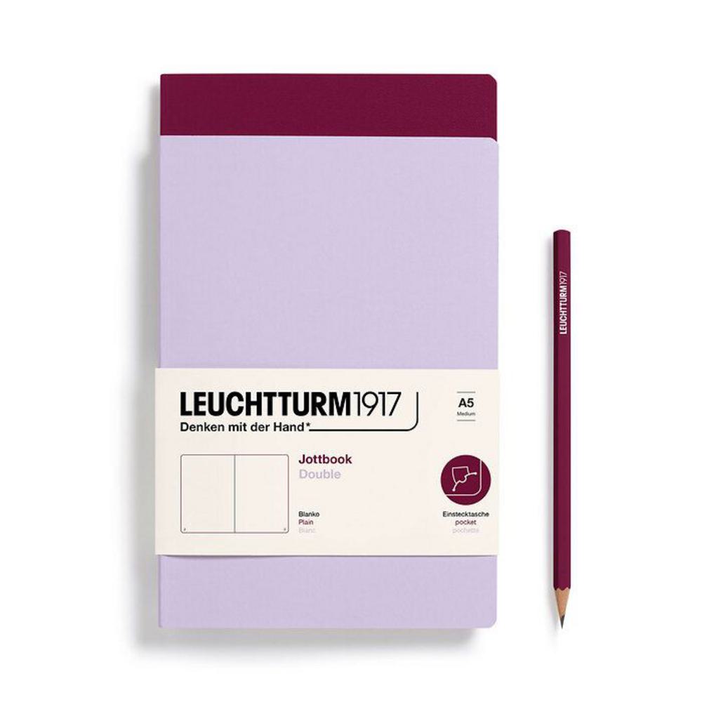 Leuchtturm, Purple, Journal, Art & School, A5, Plain, Jottbook Double, Lilac & Port, 724286